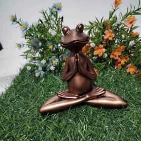 1pc Miniature Meditation Yoga Frog Resin Statue, For Desktop Living Room Bedroom Office Book Shelf Garden Outdoor Decoration, Home Decoration - muse