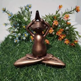 1pc Miniature Meditation Yoga Frog Resin Statue, For Desktop Living Room Bedroom Office Book Shelf Garden Outdoor Decoration, Home Decoration - Worshi