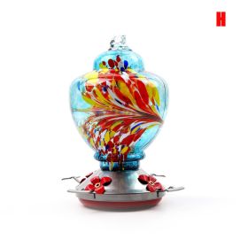 Hummingbird Feeder for Outdoors Hand Blown Colorful Glass Feeder with Ant Moat Gardening Supplies Bird Feeder Ant Proof - h