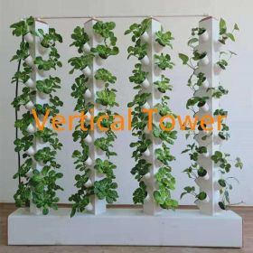 Greenhouse Hydroponics Towers 7 Layers 4 Towers 112 Holes Outdoor &Indoor NFT Vertical Growing System Aeroponics Kit for Vegetables - 7 Layers 4 Tower