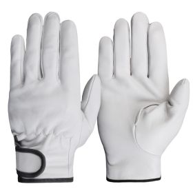 Work gloves sheepskin leather workers work welding safety protection garden sports motorcycle driver wear-resistant gloves - White - L