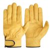 Work gloves sheepskin leather workers work welding safety protection garden sports motorcycle driver wear-resistant gloves - Palm protection YE - L