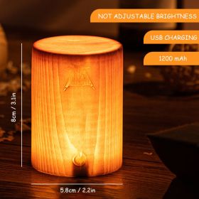 Retro Wood Table Lamp Creative Wood Grain Bedside Lamp Charging Night Light Wooden Base Vintage Desk Lamp Bedroom Birthday Gift - Basic A - China