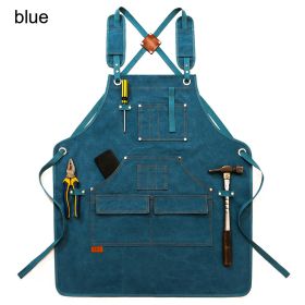 Durable Work Apron with Tool Pockets Heavy Duty Unisex Canvas Adjustable Cross-Back Straps Apron For Carpenter Painting Home BBQ - China - Upgrade Blu