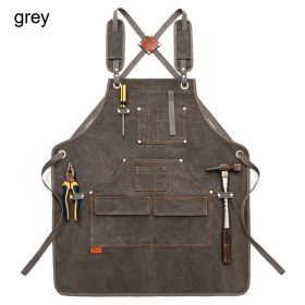 Durable Work Apron with Tool Pockets Heavy Duty Unisex Canvas Adjustable Cross-Back Straps Apron For Carpenter Painting Home BBQ - China - Upgrade Gre