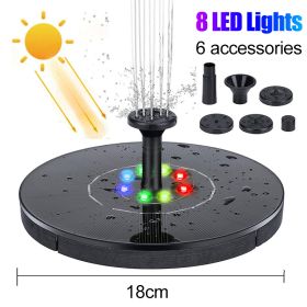 18/16/13cm Solar Water Fountain Colorful Fountain Floating Solar Powered Pool Pond Waterfall Fountain Pump Garden Outdoor Decor - 18 colorful led - Ch