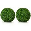 2 Pieces Artificial Topiary Balls Faux Boxwood Ball Plants - 15.5 inches