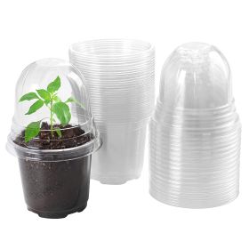 30Pcs Plant Nursery Pots PET Flower Seed Starting Pots Container with Dome with Drainage Holes - Transparent