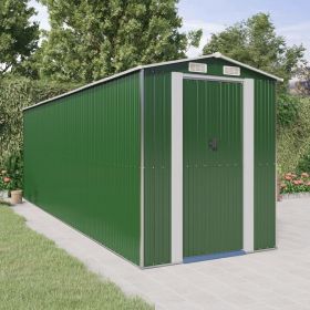 Garden Shed Green 75.6"x238.6"x87.8" Galvanized Steel - Green