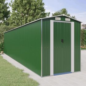 Garden Shed Green 75.6"x336.6"x87.8" Galvanized Steel - Green