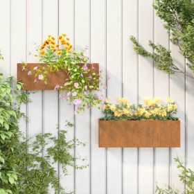 Wall Planters 2 pcs Rusty Corten Steel 20.9"x3.9"x6.7" - Brown