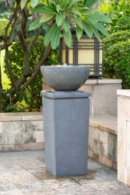 44.5" Polyresin Gray Zen Bowl Water Fountain