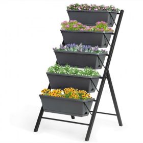 4 ft Vertical Raised Garden Bed with 5 Tiers for Patio Balcony - Gray