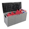 75gal 260L Outdoor Garden Plastic Storage Deck Box Chest Tools Cushions Toys Lockable Seat - Black