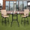 Wrought Iron Glass High Bar Table Patio Bar Table Black - Black