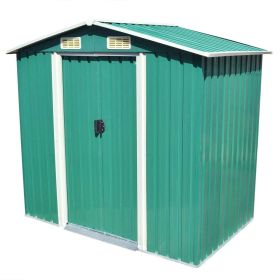 Garden Storage Shed Green Metal 80.3"x52"x73.2" - Green