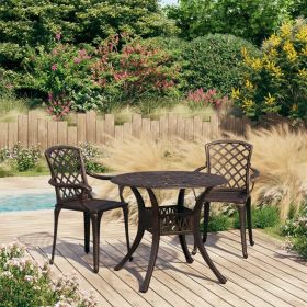 3 Piece Bistro Set Cast Aluminum Bronze - Brown