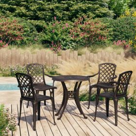 5 Piece Bistro Set Cast Aluminum Bronze - Brown