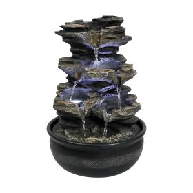 15.7inches High Rock Cascading Tabletop Fountain with LED Light for Home Office Bedroom Relaxation - 15.7inch