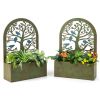 Set of 2 Decorative Raised Garden Bed for Climbing Plants - Rust