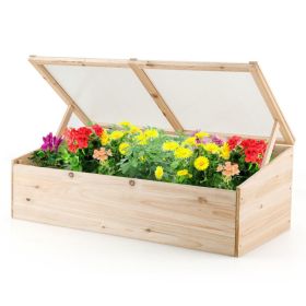 Wooden Garden Portable Greenhouse Raised Bed - Natural