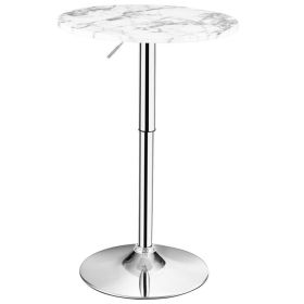 360¬∞ Swivel Round Pub Table with Height Adjustable - White