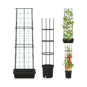 2 Pack Garden Planters with Trellis Cucumber Trellis Tomato Cage - Black