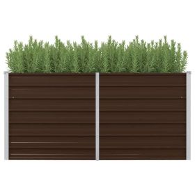 Raised Garden Bed Brown 63"x31.5"x30.3" Galvanized Steel - Brown