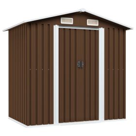 Garden Storage Shed Brown 80.3"x52"x73.2" Steel - Brown