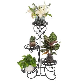 Garden Multi Tier Metal Plant Stand Flower Pot Rack Display Stand Shelf Home - Black