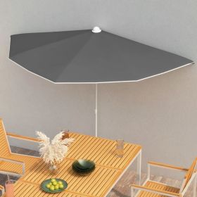 Garden Half Parasol with Pole 70.9"x35.4" Anthracite - Anthracite