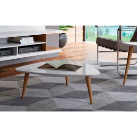 Manhattan Comfort Utopia 17.51" High Triangle Coffee Table with Splayed Legs in White Gloss - Default Title