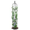 6.2ft Garden Obelisk Trellis; Lightweight Rustproof Plastic Coated Metal Tall Tower Trellis Stand - Black