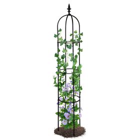 6.2ft Garden Obelisk Trellis; Lightweight Rustproof Plastic Coated Metal Tall Tower Trellis Stand - Black