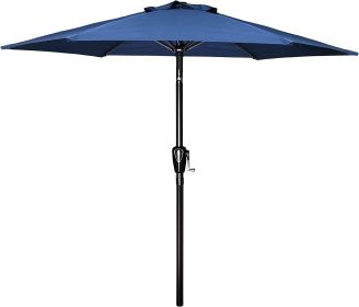 Simple Deluxe 7.5' Patio Outdoor Table Market Yard Umbrella with Push Button Tilt/Crank, 6 Sturdy Ribs for Garden, Deck, Backyard, Pool, 7.5ft, Blue -