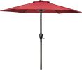 Simple Deluxe 7.5' Patio Outdoor Table Market Yard Umbrella with Push Button Tilt/Crank, 6 Sturdy Ribs for Garden, Deck, Backyard, Pool, 7.5ft, Red -