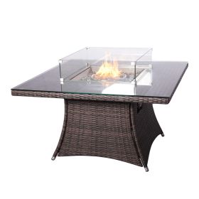 Direct Wicker Outdoor Rattan 50,000BTU Propane Gas Fire Pit Table (Table Only) - Square