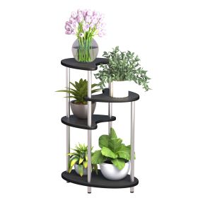 4Tier Metal Plant Stand Foldable Tall Plant Holder Iron Art Corner Plant Display Rack Indoor Outdoor Living Dinning Room-Black - Black