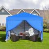 Outdoor 10x 10Ft Pop Up Gazebo Canopy Tent Removable Sidewall with Zipper,2pcs Sidewall with Windows,with 4pcs Weight sand bag,with Carry Bag - Blue