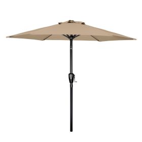 7.5ft Patio Outdoor Table Market Yard Umbrella with Push Button Tilt/Crank, 6 Sturdy Ribs for Garden, Deck, Backyard, Pool, Tan - as Pic