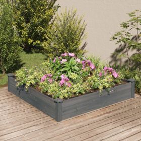 Garden Raised Bed with Liner Gray 47.2"x47.2"x9.8" Solid Wood Fir - Gray