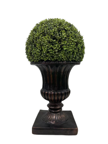 32" Ball Topiary in Brown Pedestal Pot, Artificial Faux Plant for indoor and outdoor - as Pic