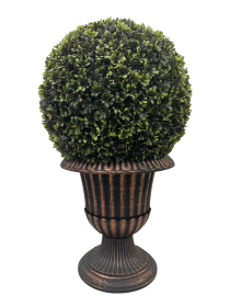 24" Ball Topiary in Bronze Pedestal Pot, Artificial Faux Plant for indoor and outdoor - as Pic