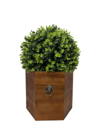 24" Ball Topiary in Redwood Pot, Artificial Faux Plant for indoor and outdoor - as Pic