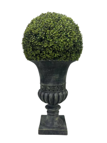 32" Ball Topiary in Grey Pedestal Pot, Artificial Faux Plant for indoor and outdoor - as Pic