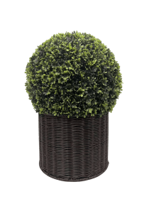 Artificial Faux Plant  20" Ball Topiary in Woven Pot