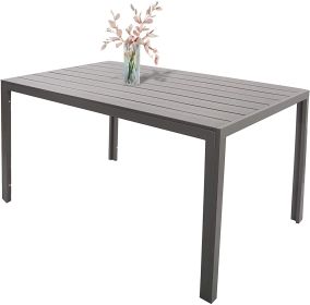 6 Person Outdoor Dining Table;  Patio Rectangle Aluminum Table;  Gray - KM0612