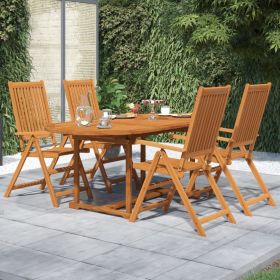 5 Piece Patio Dining Set Solid Wood Acacia - Brown