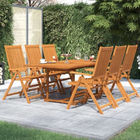 7 Piece Patio Dining Set Solid Wood Acacia - Brown