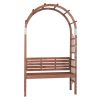 6.8FT Wooden Arch with Bench for 2 People, Garden Arbor Trellis for Climbing Plant, Outdoor Garden Lawn Backyard Patio Decor, Dark Brown - as picture